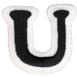 Simplicity Embroidered Letter U Iron On Motif Black 35 mm