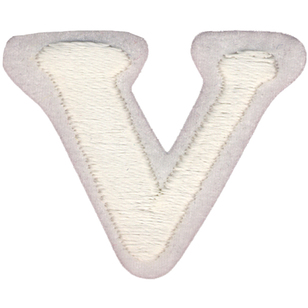 Simplicity Embroidered Letter V Iron On Motif White 35 mm