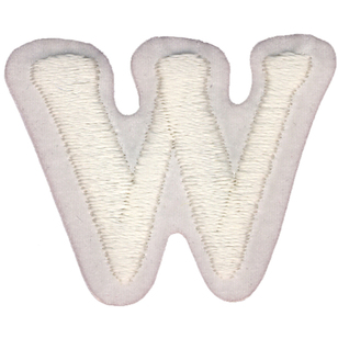 Simplicity Embroidered Letter W Iron On Motif White 35 mm