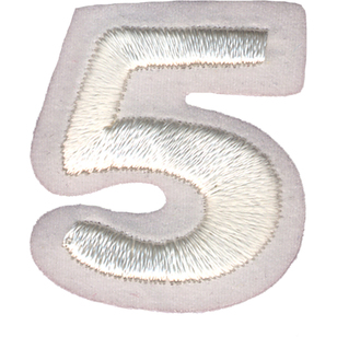 Simplicity Embroidered Number 5 Iron On Motif White 35 mm