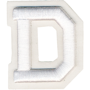 Simplicity Raised Letter D Iron On Motif White 55 mm