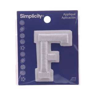 Simplicity Raised Letter F Iron On Motif White 55 mm