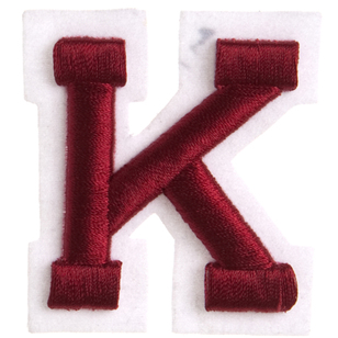 Simplicity Raised Letter K Iron On Motif Red 55 mm