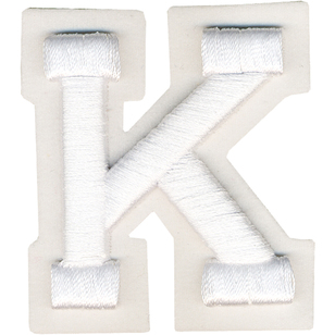 Simplicity Raised Letter K Iron On Motif White 55 mm