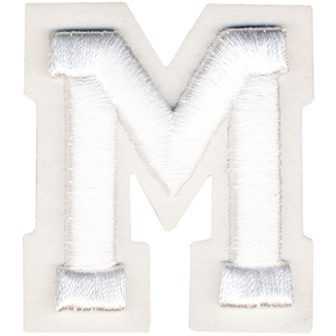Simplicity Raised Letter M Iron On Motif White 55 mm