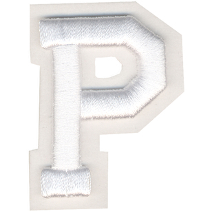 Simplicity Raised Letter P Iron On Motif White 55 mm