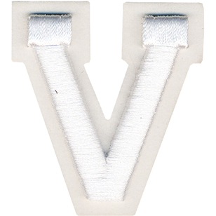 Simplicity Raised Letter V Iron On Motif White 55 mm