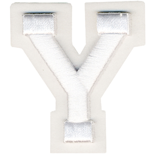 Simplicity Raised Letter Y Iron On Motif White 55 mm