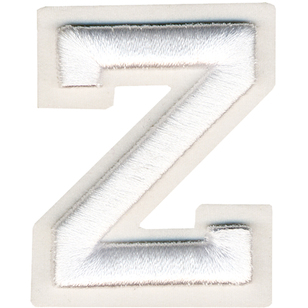Simplicity Raised Letter Z Iron On Motif White 55 mm
