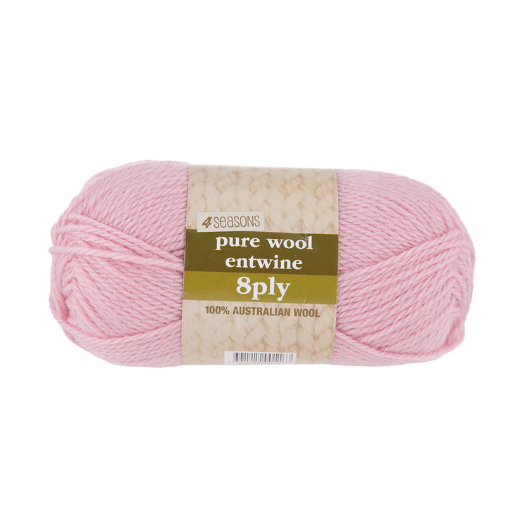 4 Seasons Pure Wool Entwine 8 Ply Yarn 100 g Baby Pink