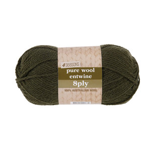 4 Seasons Pure Wool Entwine 8 Ply Yarn 100 g Olive 100 g