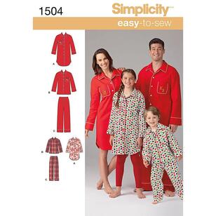 Simplicity Pattern 1504 Unisex Sleepwear  X Small - X Large