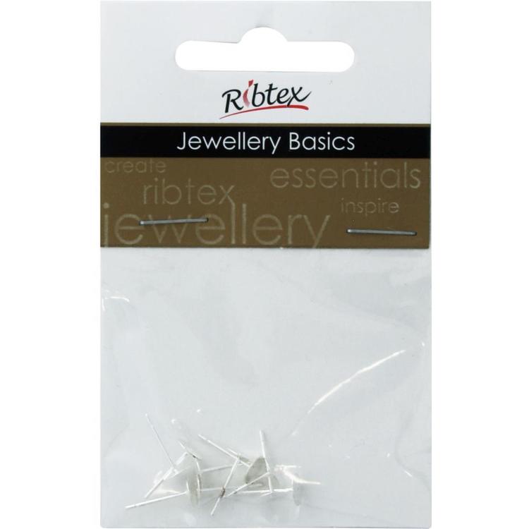 Ribtex Jewellery Basics Flat Front Earring Posts Bright Silver