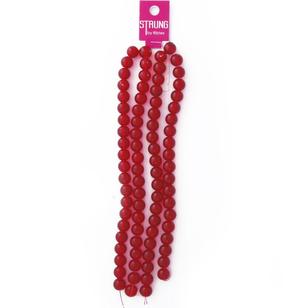 Ribtex Strung Round Glass Bead 84 Pack Red 10 mm