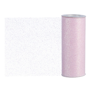 Ribtex Glitter Tulle Ribbon Roll 15.2 cm x 9.1 m Soft Pink