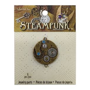 Steampunk Small Watch Movement Pendant Antique Gold & White 3 cm