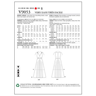 Vogue Sewing Pattern V9053 Misses' Dress White