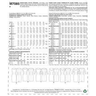 McCall's Sewing Pattern M7085 Miss Petite Dresses White