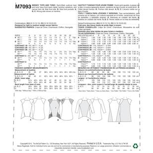 McCall's Pattern M7093 Misses' Tops & Tunic