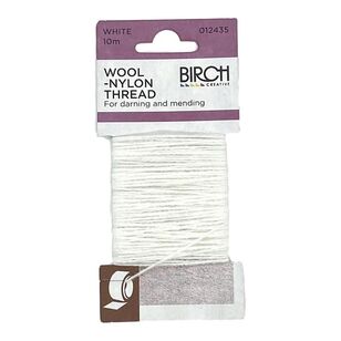 Birch Wool & Nylon Mending Thread White 10 m