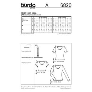 Burda 6820 Women's Tops, Shirts, Blouses Pattern White 6 - 20