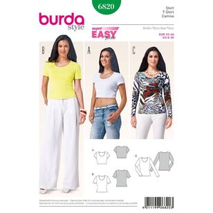 Burda 6820 Women's Tops, Shirts, Blouses Pattern White 6 - 20