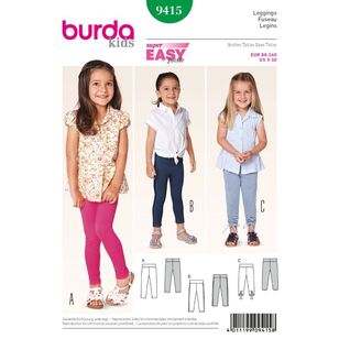 Burda 9415 Toddlers Pants Pattern White 3 - 10 Years