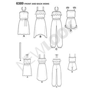 New Look Pattern 6389 Girls' Easy Jumpsuit Romper & Dresses