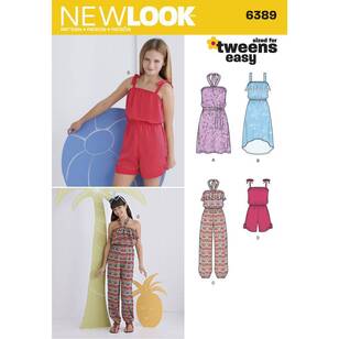 New Look Pattern 6389 Girls' Easy Jumpsuit Romper & Dresses