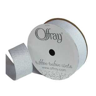 Offray Grosgrain Glitz Ribbon White