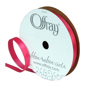 Offray Single Face Satin Ribbon Shock Pink