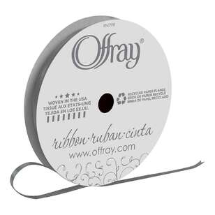 Offray Double Face Satin Ribbon Pewter 3 mm x 3.6 m