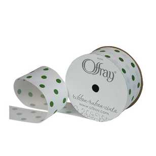 Offray Reversible Grosgrain Dots Ribbon Emerald 38 mm x 2.7 m