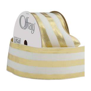 Offray Mono Stripe Ribbon Metallic Gold 38 mm x 2.7 m