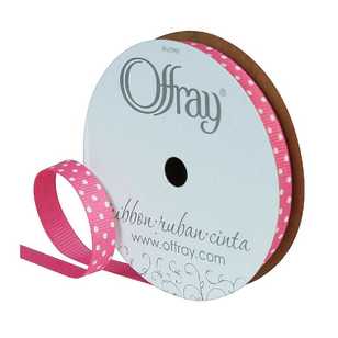 Offray Grosgrain Swiss Dot Ribbon Hot Pink 9 mm x 3.6 m