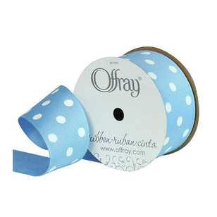 Offray Grosgrain Polka Dot Ribbon Blue 38 mm x 2.7 m