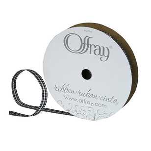 Offray Micro Check Ribbon Black 15 mm x 2.7 m