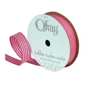 Offray Micro Check Ribbon Fruit Punch 15 mm x 2.7 m