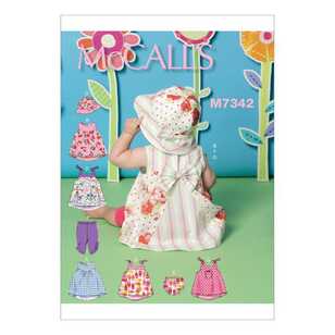 McCall's Pattern M7342 Infants' Back-Bow Dresses Small - X Large