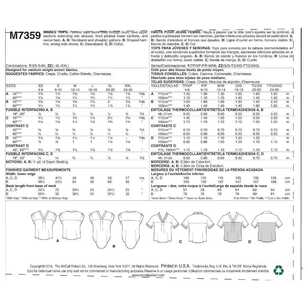 McCall's Pattern M7359 Misses' V-Neck Dolman Sleeve Tops