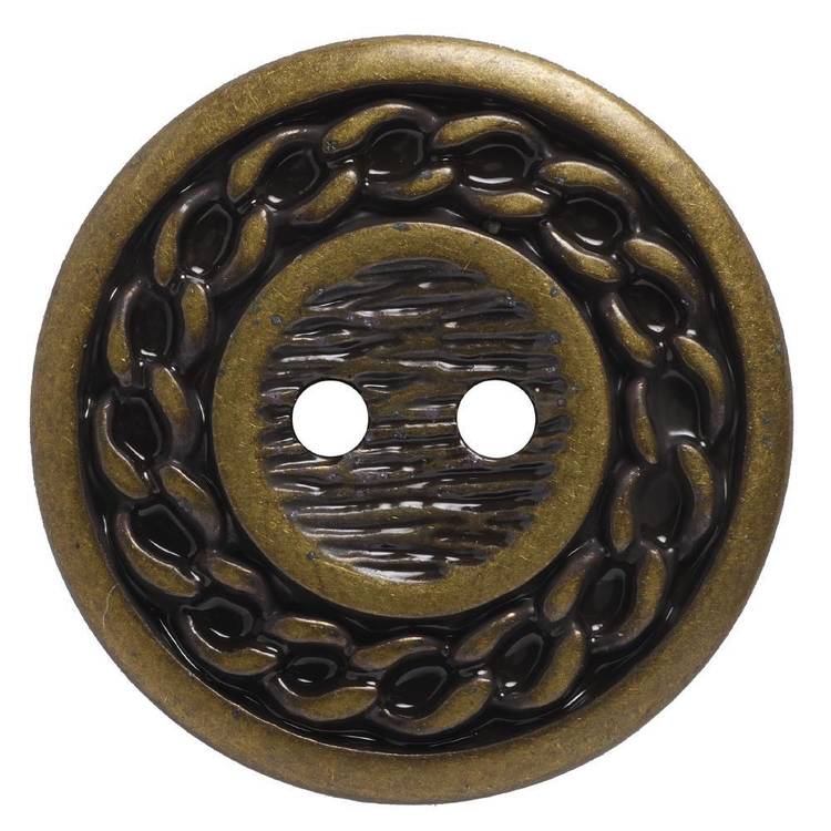 Hemline Metal Rope Edge Round 32 Button Bronze 20 mm