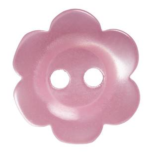 Hemline Flower Flat 2-Hole Opaque 20 Button Pink 13 mm