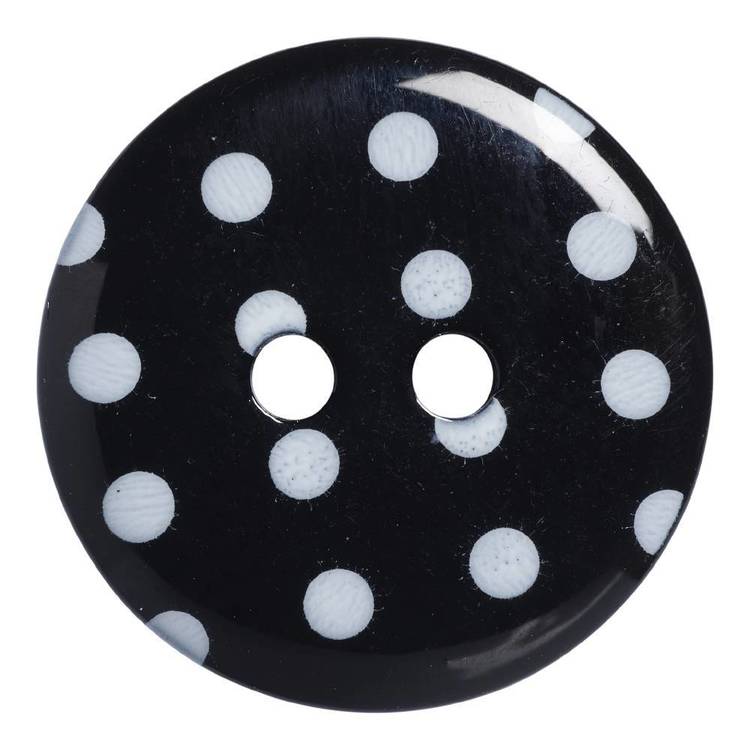 Hemline Large Dots 24 Button Black & White 18 mm