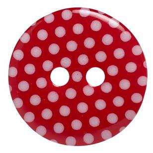 Hemline Micro Polka Dot 2-Hole 24 Button Red 15 mm