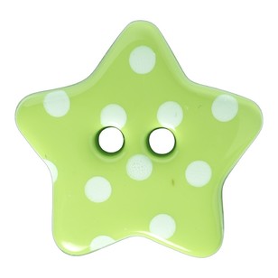 Hemline Funky Dot Star 2-Hole 28 Button Lime Green 18 mm
