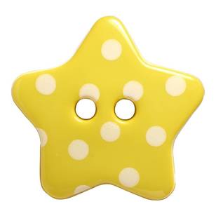 Hemline Funky Dot Star 2-Hole 28 Button Yellow 18 mm