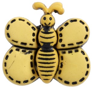 Hemline Decorative Bee 30 Button Yellow 19 mm