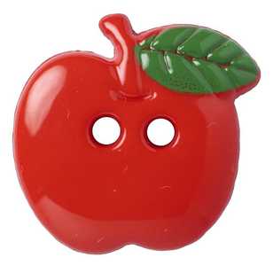 Hemline Novelty Apple 28 Button Red 18 mm