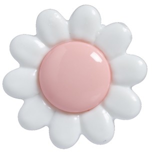 Hemline White Petal Daisy 22 Button Light Pink 14 mm