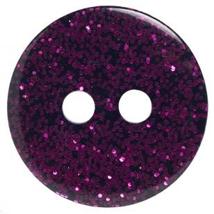 Hemline Precious Solid Glitter Button Purple 14 mm